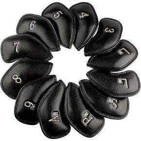 12pcs Thick Synthetic Leather Golf Iron Head Covers Set Headcover Fit All Brands Callaway Ping Taylormade Cobra Etc
