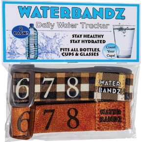 WaterBandz - Stay Hydrated: Elastic Fabric Bands Make your Daily Water Intake Simple and Fun! Universal size for Water Bottles, Cups, and Glasses with Movable Counting Frame – Stay Hydrated All Day!