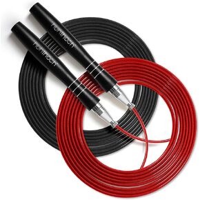 Speed Jump Rope for Men Women Adults, Workout Fitness Crossfit Boxing Jumping Ropes with Smooth Rotate Double Bearing Balls, Double Under Skipping Rope with 2 Pcs Tangle-free Cable to Replacement