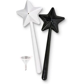 2PCS Fairy wand salt shaker,Wand salt and pepper shakers,Christmas salt and pepper shakers, Star salt shaker wand,Cute salt and pepper shakers(Single hole black and white)