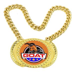 Goat Championship Chain Medal Award Gift Metal MVP Chain Award Winner Prize Trophy Pendant Necklace for Winner Adults Player Team Football Soccer Baseball Basketball Softball (Goat Medal)