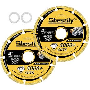2Pack Diamond Cut Off Wheel 4 1/2 Inch Carbide Cutting Wheels 4-1/2" x 1/20" x 7/8" for Metal, Rebar, Steel, Cast Iron, INOX, Angle Grinder Cutting Discs