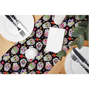 HOSNYE Table Runner Abstract Colorful Chaotic Waves Pattern,Cotton Linen Table Runner Decoration for Kitchen Family Dinner Table Holiday Party Farmhouse Style 13 x 72 Inch