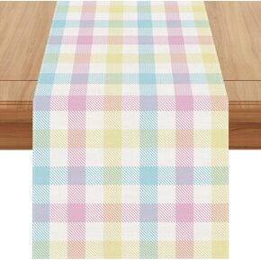 Jiudungs Linen Buffalo Check Plaid Spring Table Runner 72 Inches Long Farmhouse Spring Summer Easter Table Decoration for Home Kitchen Dining Room
