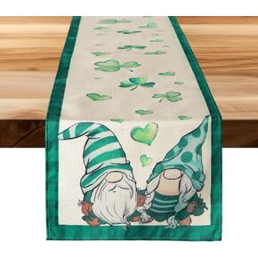 Dohia St. Patrick's Day Table Runner 13 × 72 بوصة ألوان مائية شامروك موسمية ربيع العطلات المطبخ المطبخ الديكور الأيرلندي غلاف الربيع الأخضر العطلة المركزية ديكور D2-SYCZQ (دمية) in Kuwait