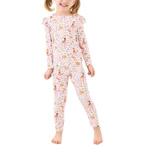 Bamboo Viscose Toddler Girl Pajamas Ruffled Long Sleeve Kid Girls Lounge Set