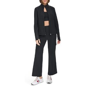 Tommy Hilfiger Women's Zippered Pockets Mock Neck Semi Fitted Cozy Peached Workout Jacket