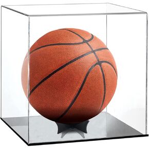 Clear Basketball Display Case Football Basketball Helmet Sneakers Acrylic Display Case Storage for Collectible Sports Memorabilia Holder Large Cube Case Autograph Ball Standing Display