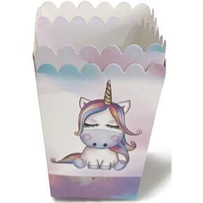 Unicorn Paper Popcorn Box Cookie Box Candy Food Snack Packing Box Baby Shower Birthday Party Decoration 25 guests 4.5in x 3in x 3in (Pack of 25)
