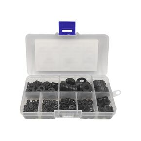 500 Pcs 8 Sizes Small Black Rubber Washers Nylon Flat Washers Assortment Large Round Plastic Washers Assorted Plumbing Rubber Washers with Storage Box