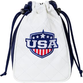 Golf Valuables Pouch, Leather Golf Tee Pouch with Drawstring Closure Golf Ball Tee Handbag Portable USA