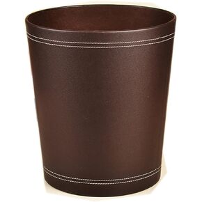 Trash Cans Floor Stand Leather Waste bin Paper Board 12 Liters Garbage Basket case for Hotel Office (Coffee)