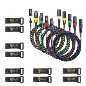 XLR Microphone Cable 1ft 5 Pack, Premium Gold-Plated 3-pin XLR Speaker Cable Male to Female Balanced Mic Cable, 1 Foot Short mic Cord, Color-Coded for Easy Identification