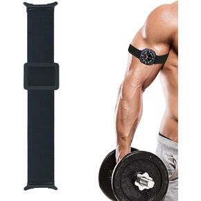 Adjustable Elastic Armband or Ankle Band for Compatible with Samsung Galaxy Watch Ultra 47mm Smartwatch, Stretchy Band for Men and Women (Black, Medium)