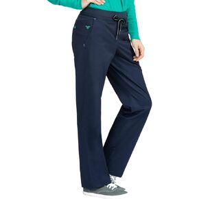 Med Couture Signature Yoga Charpstring Pant for Women و New Navy/Spearmint و X-Small Tall