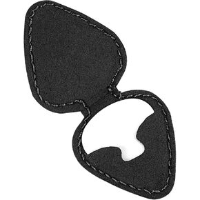 Compact Stick-On Genuine Leather Guitar Pick Pouch - Elegant & Convenient Storage Solution(Black)