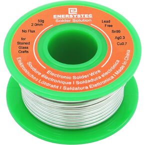 2.0mm Lead Free Solder Wire for Stained Glass Craft, Dia 0.08 Solid Core No Flux 50g, Craft Soldering Wire, Sn99 Ag0.3 Cu0.7, Thick Solder Wire for Crafts Project DIY