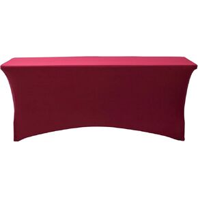 SOURCEONE.ORG Deluxe Stretch Fit Tablecloths 6 Foot in Blue Black Red & White (Stretch, Burgundy)