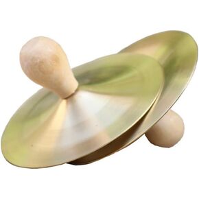 Ejoyous Finger Cymbals with Wooden Handles, 2PCS Hand Cymbals Copper Excellent Sound Mini Kids Instruments Early Educational for Kids, Finger Cymbals for Adults