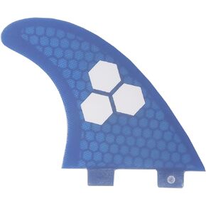 Lekezong Surfboard Thruster Fins Set,Fiberglass Honeycomb Hexagons Blue,Reinforced G5 Surf Fin, 3 Fins Tri-fins for FCS Surf Boards, Surfing Longboard, Shortboard