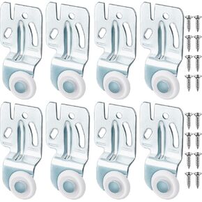 Blulu 8 Pcs Closet Sliding Door Hardware Wardrobe Door Roller Kit Closet Door Wheels for Top Hung Bypass Sliding Closet Doors Sliding Kitchen Doors, 3/4" to 1-3/8 Inch Thick Sliding Door