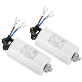 PATIKIL CBB60 8uF Running Capacitor,2Pcs AC 450V 2 Wires 50/60Hz Cylinder Bottom with Screw 65x35mm for Washing Machine,Water Pump Motor Star