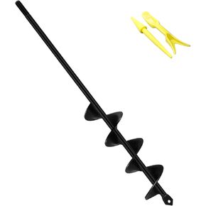 Auger Drill Bit for Planting 1.8x14.6inch Garden Auger Spiral Drill Bit Bulb Planter Auger Post Hole Digger Garden Spiral Hole Drill Planter Soil Auger Planting Auger for Hex Driver Drill Solid Shaft