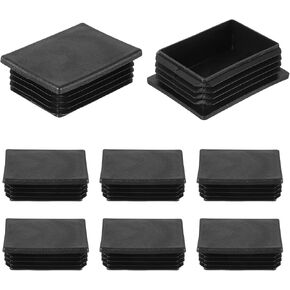 uxcell 2 Pcs Rectangle Tubing End Caps 4 3/4 x 1 9/16 Inch Plastic Hole Plugs Insert End Cap for Metal Tubing Post Chair Leg Table Bookshelves Furniture, Black