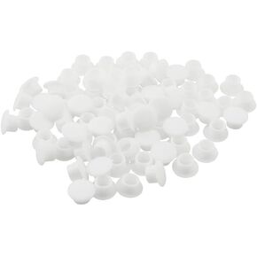 200PCS White Plastic Hole Plug 8mm 5/16 Inches Screw Hole Plugs Round Button Plugs Screw Cap Drilling Cover Plugs Plastic Snap in Locking Hole Covers Flush Type Cap for Cabinet Cupboard Shelves