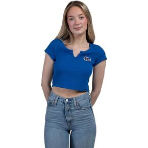 Hype & Vice Cali Tee for Women (Large) - University of Florida Tailgate Top for Women, Crop Top T-Shirt, College Shirts for Game Days - Royal Blue