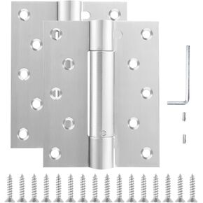Self Closing Door Hinge, 5 inches,Auto Closing Spring Hinge with Adjustable Tension, Thickened 304 Stainless Steel Heavy Duty Door Hinges 5 inches,with Mounting Screwdriver Hardware,(2 Pack)