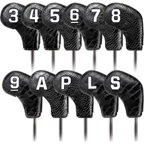Craftsman Golf 11pcs/Set Crocodile Pattern Iron Covers Headcovers Set Magnetic Closure for Left and Right Handed Golfer