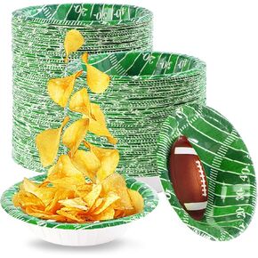 Grencian 100 Pcs 12 Oz Football Paper Bowls Football Party Supplies Heavy Duty Football Party Disposable Soup Bowls Football Dessert Bowls for Football Birthday Gameday Tailgate Party Decorations