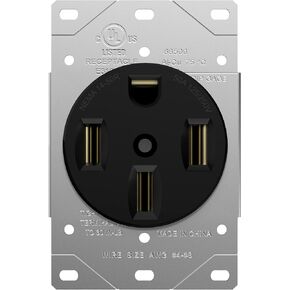 ENERLITES 50 Amp Range Receptacle Outlet for RV and Electric Vehicles, NEMA 14-50R, 3-Pole, 4 Wire (10, 8, 6, 4 AWG Copper Only), 125/250V, 66500-BK, Black, 1 Pack