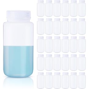 Tatuo 30 Pcs Plastic Sample Bottles 8oz/ 250ml Scientific Laboratory Grade Polypropylene Wide Mouth Reagent Bottles Translucent Liquids Storage Bottles for Laboratory Classroom