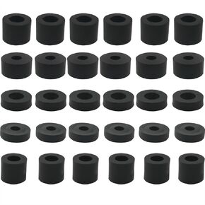 30PCS Black Rubber Anti Slip Cushion Ring Round Air Conditioner Cushion Thickened Grommet Anti Vibration Cushion for Lighting Installation Industrial Home Automotive Accessory Washers