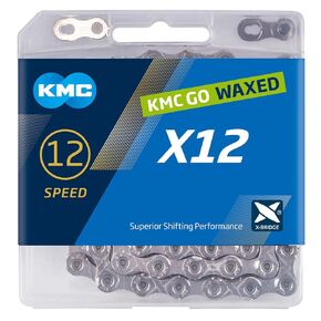 KMC X12 Waxed 12 Speed Chain, Silver, 126 Link