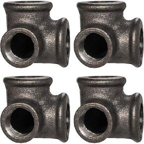 Eagles 1/2" 3 Way Corner Pipe Fitting 4pcs 1/2" Diameter Malleable Iron Plumbing Fittings Tees for Industrial Vintage Style Furniture Project and DIY Decor