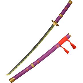 Sword Valley Kozuki Oden Yamo Sword - Purple 40.9″ - Cosplay Prop Anime Katana Samurai Sword - Anime Original Texture Carbon Steel Blade Carving Symbol - Handle Absorbs Sweat and Prevents Slipping