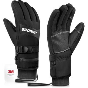 -20℉ Winter Gloves for Men Women, 3M Insulated Waterproof Windproof Ski Gloves, Warm Snow Gloves with Zipper Pockets & Touchscreen Fingers, 5-Layer Thermal Cold Weather Gloves for Skiing Snowboarding