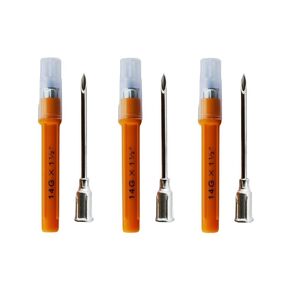 Veterinary Aluminum Hub Needle, 14G x 1 1/2 inch (38 mm), Individual Sheath, 100 per Box, AHN1438