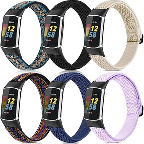 Stretchy Bands Compatible with Fitbit Charge 5 Bands Women Men, Adjustable Elastic Straps Wristbands Accessories Replacement for Fitbit Charge 5