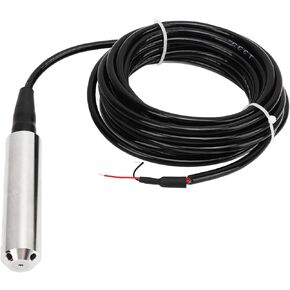 Liquid Level Transmitter, Throw In Type Liquid Level Sensor 304 Stainless Steel 4-20mA Output 24VDC with 5m Cable (0‑4m Measuring Range)