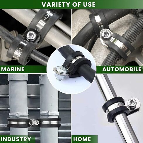 52 PCS Cable Clamps Kit - 304 مشابك سلك الفولاذ المقاوم للصدأ من 6 أحجام - 1/4 "5/16" 3/8 "1/2" 5/8 "3/4" - إلى الحزمة ، المشبك ، وحماية الأسلاك ، الأنابيب ، والكابلات in Kuwait