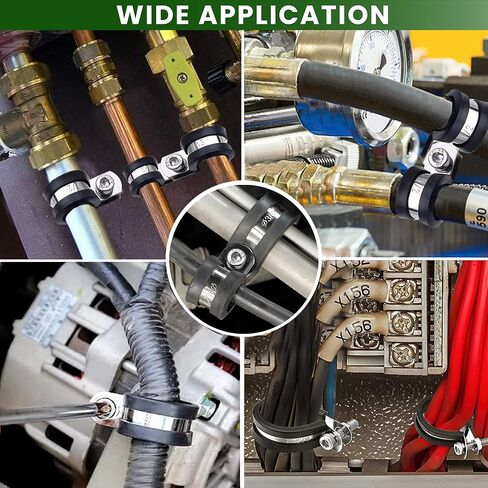 52 PCS Cable Clamps Kit - 304 مشابك سلك الفولاذ المقاوم للصدأ من 6 أحجام - 1/4 "5/16" 3/8 "1/2" 5/8 "3/4" - إلى الحزمة ، المشبك ، وحماية الأسلاك ، الأنابيب ، والكابلات in Kuwait