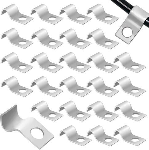 120 قطعة من مشابك تثبيت الأسلاك الفولاذية المطلية بالزنك مقاس 1/4 بوصة، ومشابك سلك كابل بفتحة واحدة، وحزام أنابيب من الفولاذ المقاوم للصدأ 304 لإدارة الأسلاك (فضي) in Kuwait