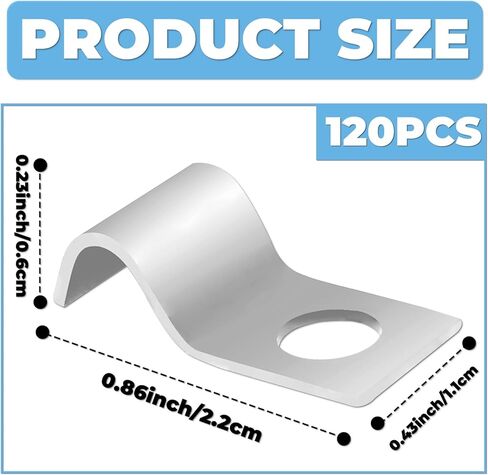 120 قطعة من مشابك تثبيت الأسلاك الفولاذية المطلية بالزنك مقاس 1/4 بوصة، ومشابك سلك كابل بفتحة واحدة، وحزام أنابيب من الفولاذ المقاوم للصدأ 304 لإدارة الأسلاك (فضي) in Kuwait