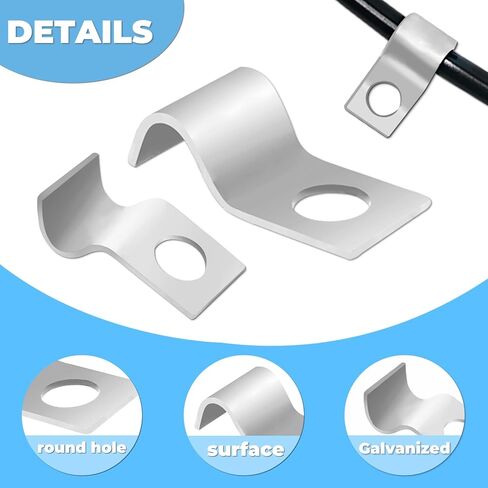 120 قطعة من مشابك تثبيت الأسلاك الفولاذية المطلية بالزنك مقاس 1/4 بوصة، ومشابك سلك كابل بفتحة واحدة، وحزام أنابيب من الفولاذ المقاوم للصدأ 304 لإدارة الأسلاك (فضي) in Kuwait