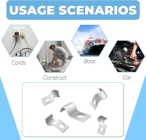 120 قطعة من مشابك تثبيت الأسلاك الفولاذية المطلية بالزنك مقاس 1/4 بوصة، ومشابك سلك كابل بفتحة واحدة، وحزام أنابيب من الفولاذ المقاوم للصدأ 304 لإدارة الأسلاك (فضي) in Kuwait