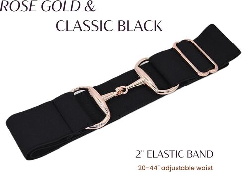 2 inch Luxury Elastic Equestrian Belt, Horse Riding Belt with Rose Gold Buckle, Stretchable and comfortable waist in Saudi Arabia